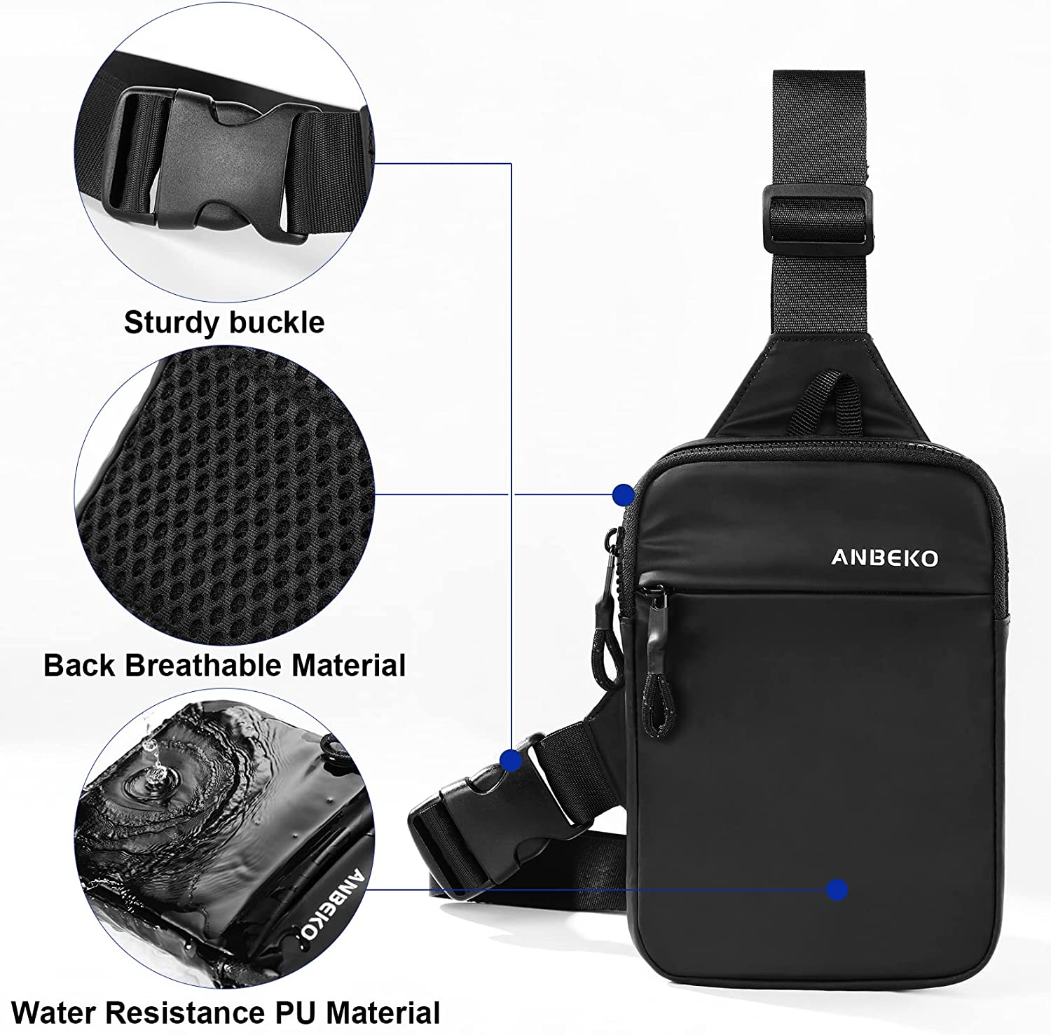 ANBEKO Small Crossbody Sling Bag Fanny Packs for Men Women, Mini Travel Shoulder Messenger Bag Chest Bag - Image 7